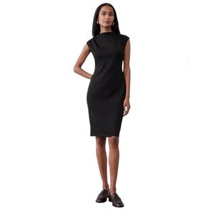 Banana Republic NWT Scuba Soft Touch Little Black Sheath Pleated Dress XL